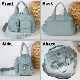 BO Women'S Multi-Pocket Nylon Crossbody Bag - Large Capacity Detachable Shoulder Strap, Multiple Zipper Pockets, Casual Style for Travel & Commuting, Available in Khaki